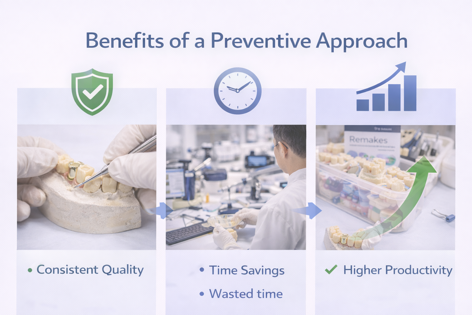 dental lab quality control system across intake design production and final inspection improving consistency
