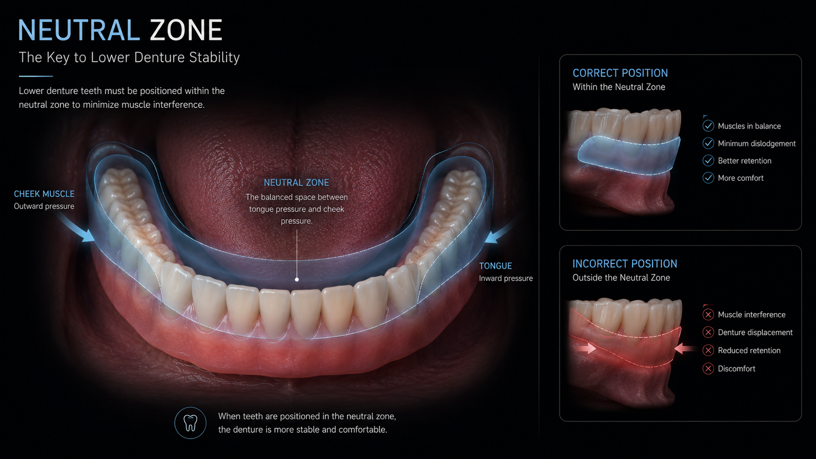 neutral zone in lower denture tooth positioning