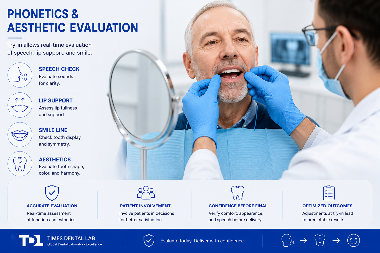 phonetics and esthetic evaluation during denture try in