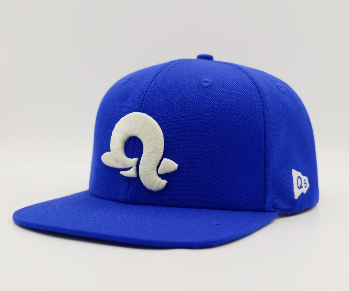 wholesale snapback hats sample with a flat brim and structured crown ready for a logo to be placed on the front panel