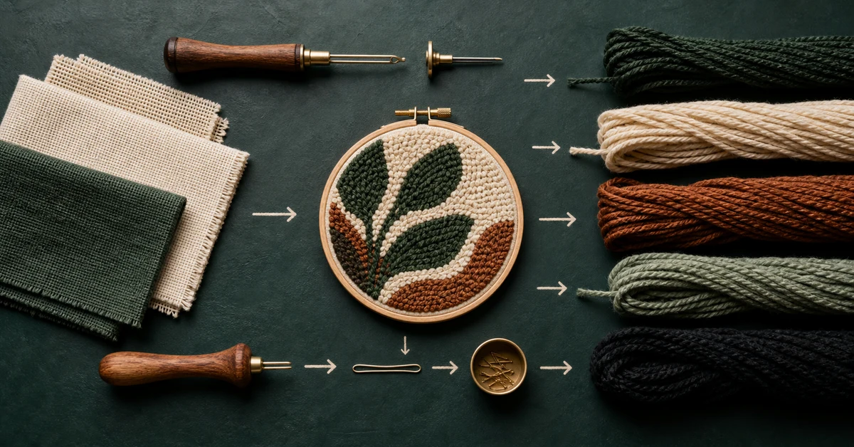 punch needle kit component compatibility across tool, yarn, fabric and hoop