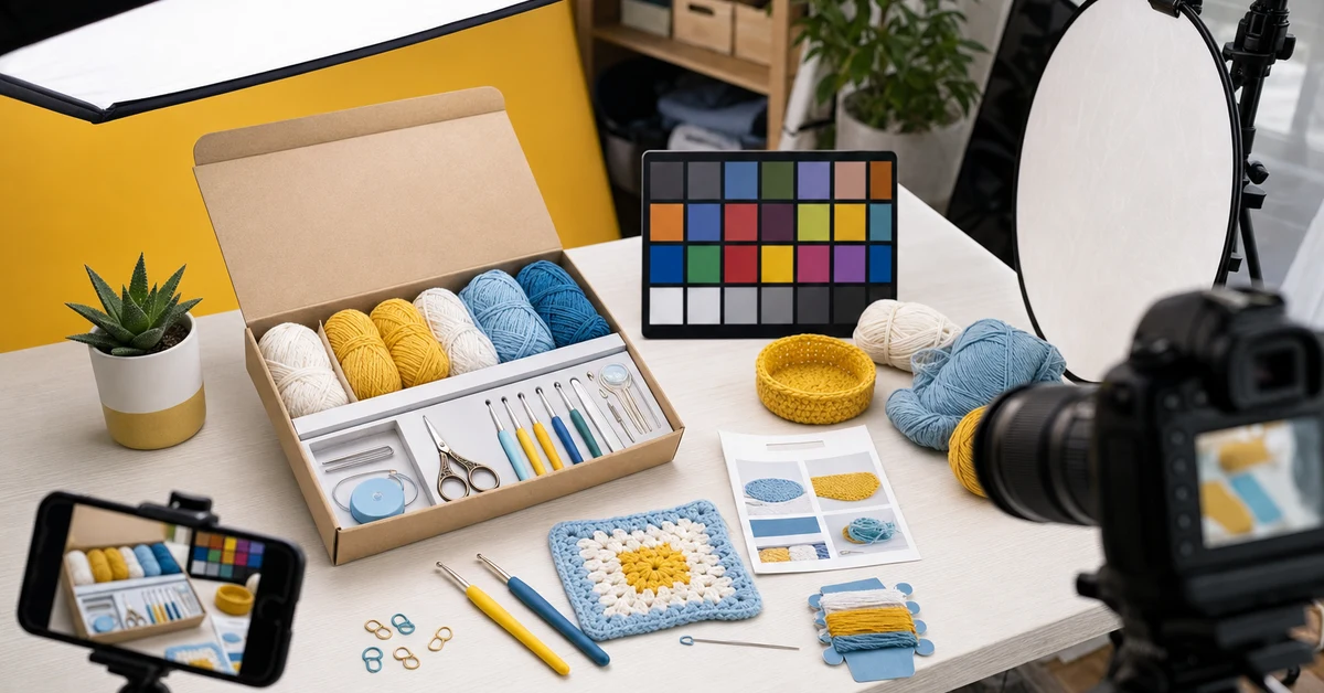 craft kit product photography checklist in an ecommerce photo studio