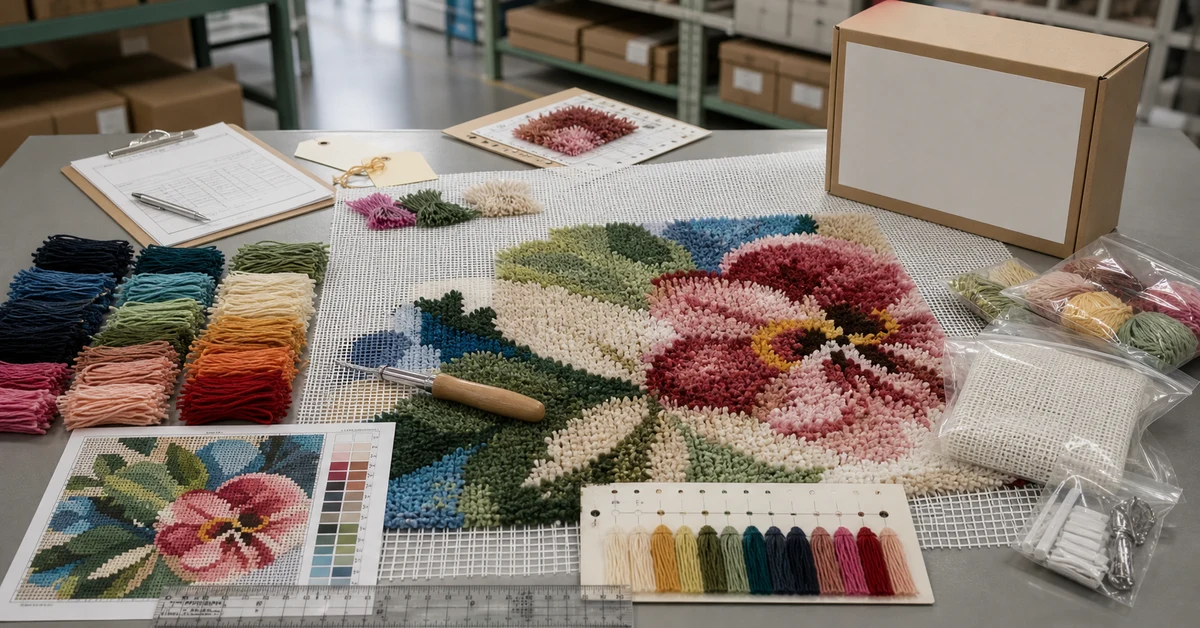 Hersteller von Knüpfteppichsets mit Canvas-Garn und Musterprüfung