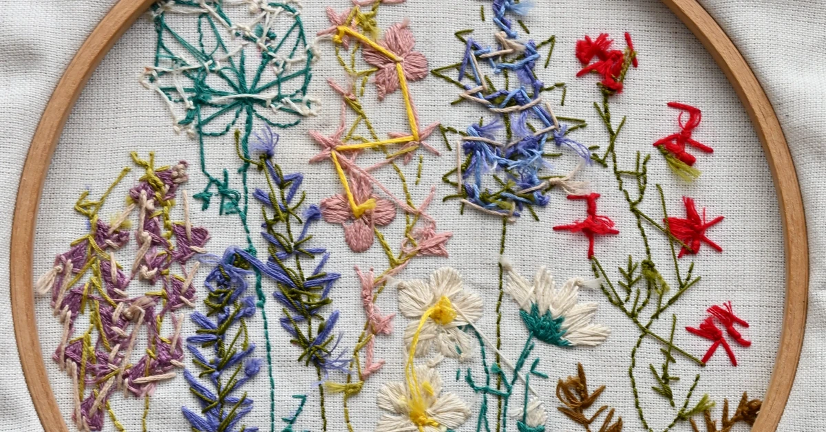 Seasonal embroidery kits wholesale calendar with floral embroidered hoop