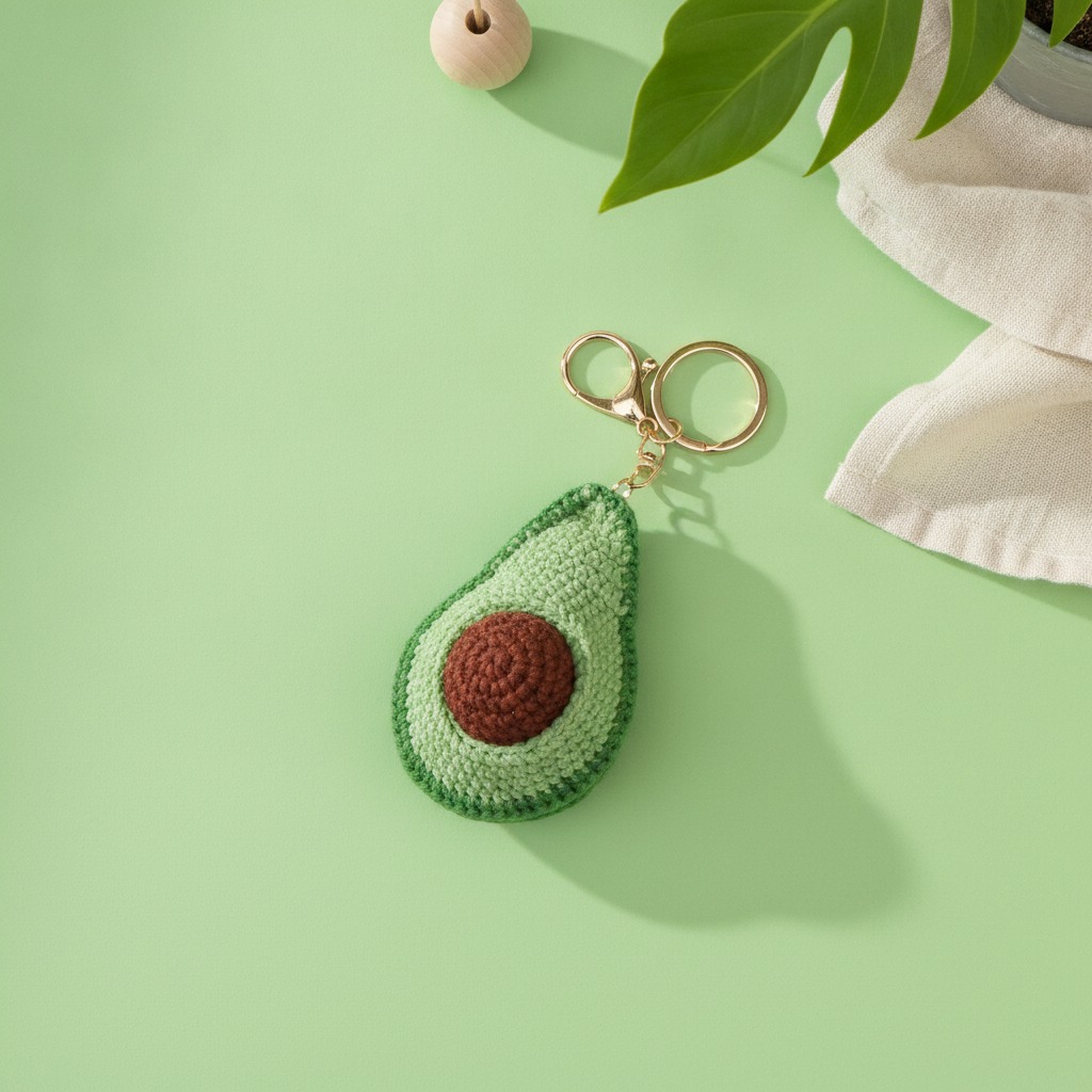 crochet keychain avocado