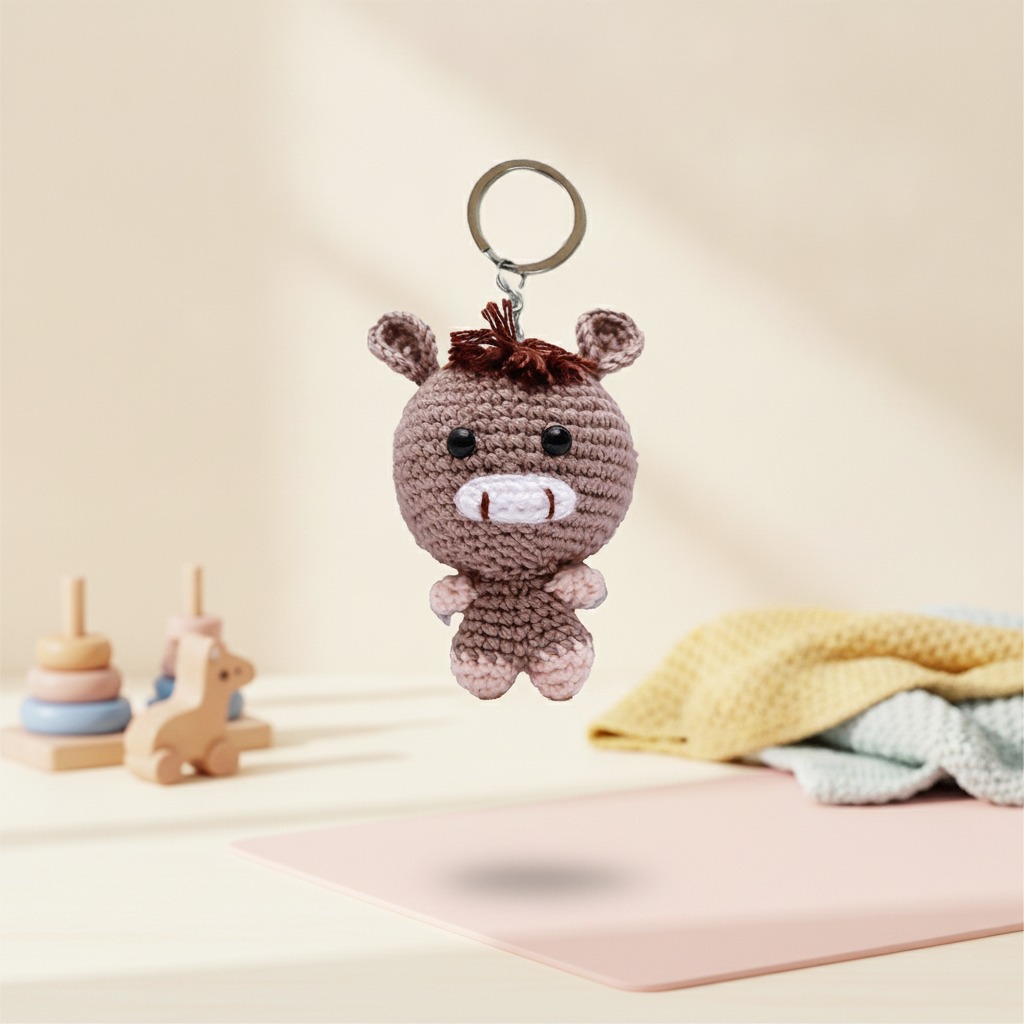 crochet keychain horse