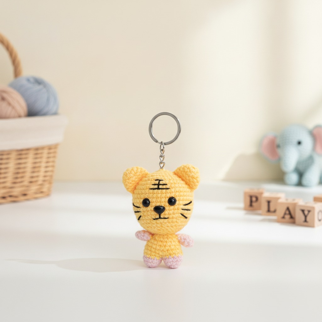 crochet keychain tiger