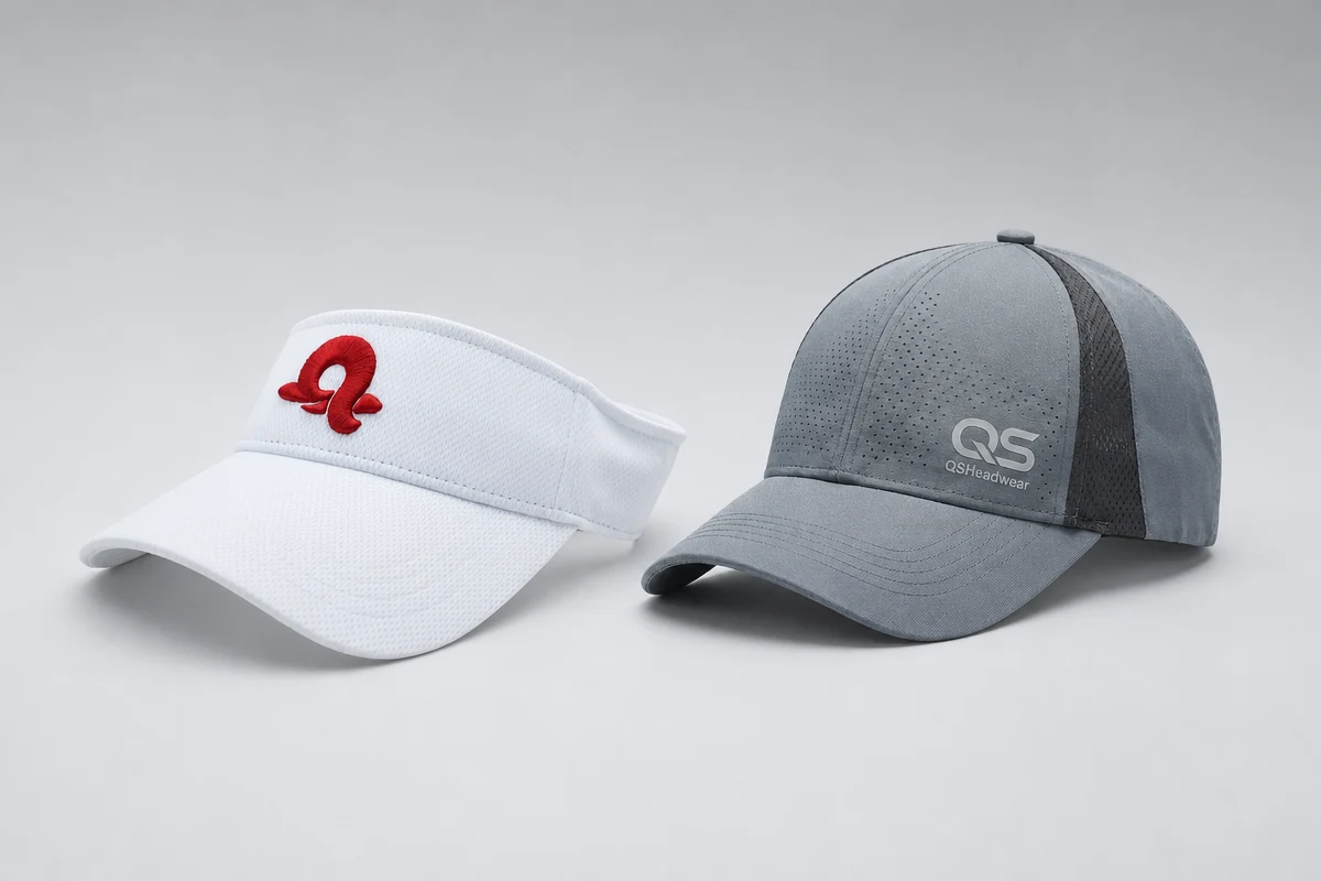 Open crown visor and full crown sports cap