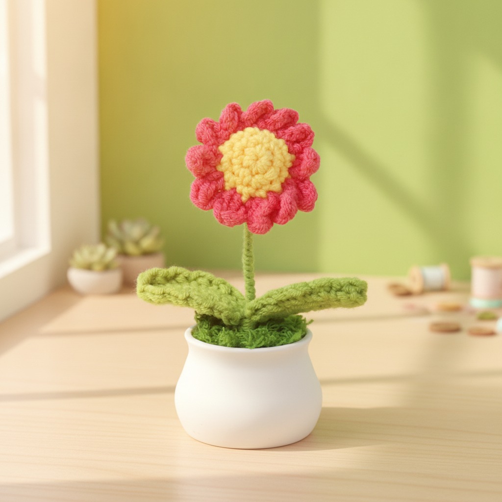 かぎ針編みのミニ鉢植え植物卸売