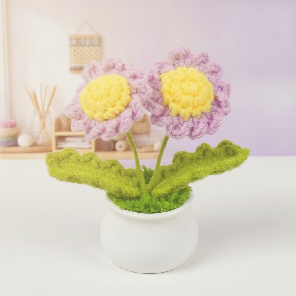 かぎ針編みのミニ鉢植え植物卸売
