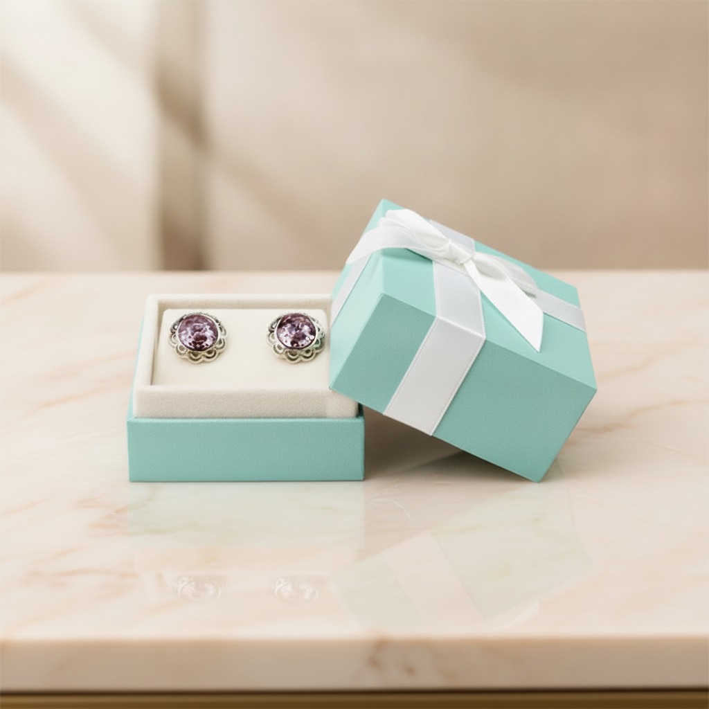 Mint Green Gift Jewelry Box with Ribbon