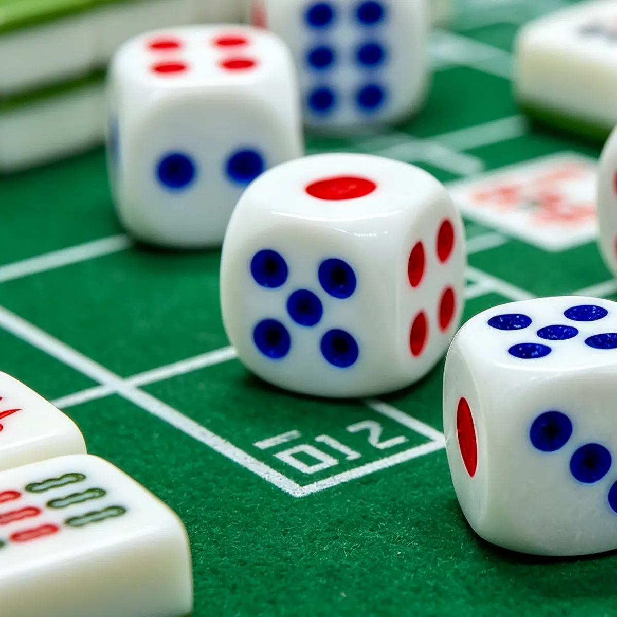 mahjong set factory audit with complete white dice and organized product samples