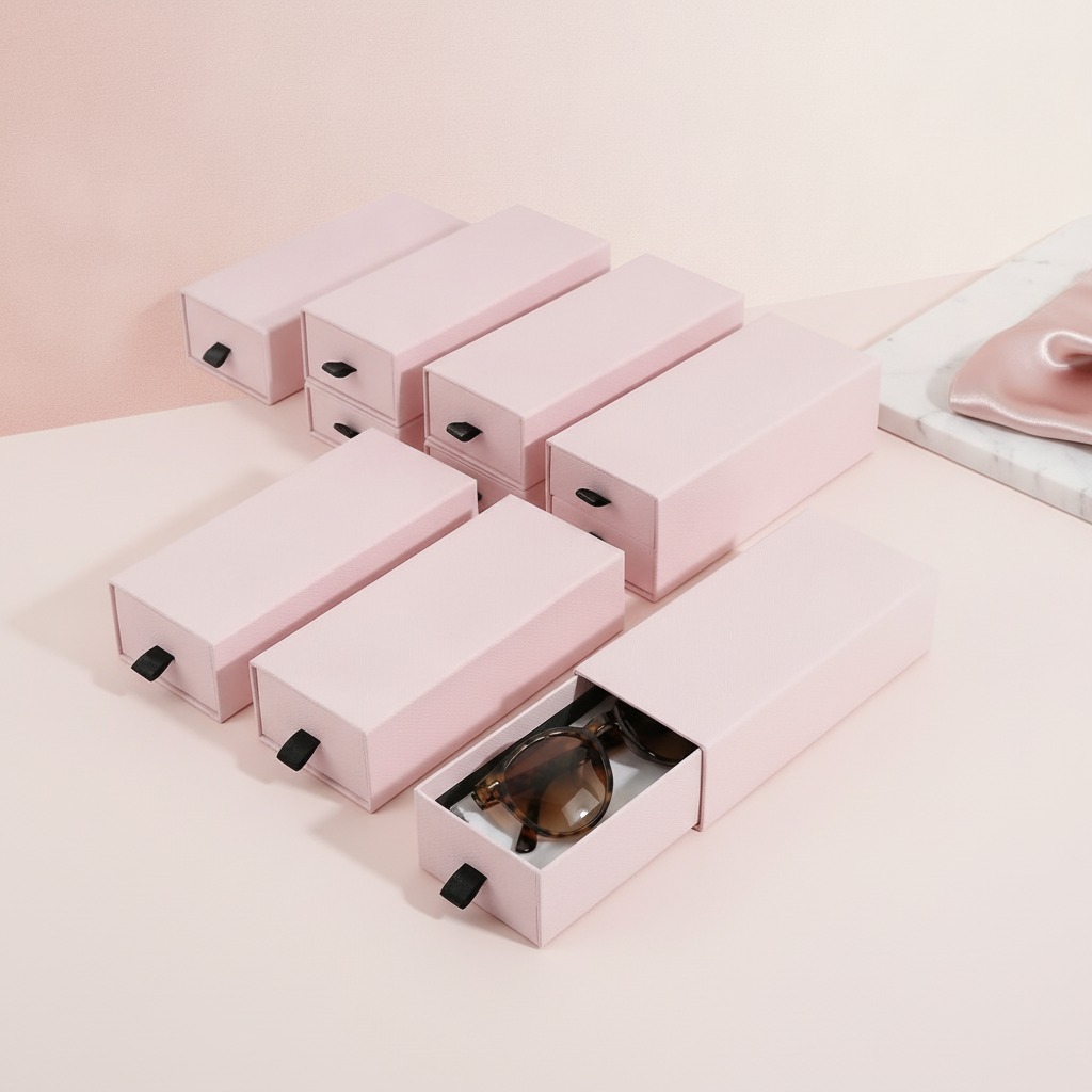 Custom Pink Sliding Drawer Box for Eyewear, Gifts and Accessories