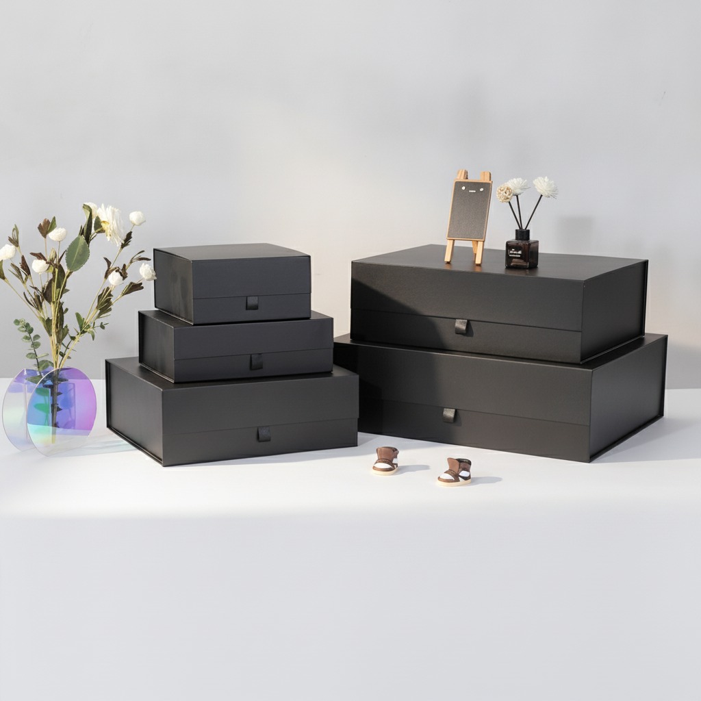 Custom Black Collapsible Magnetic Rigid Gift Box for Premium Packaging