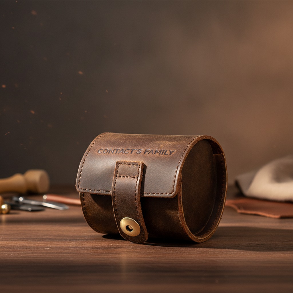 Vintage Leather Single Watch Roll Case