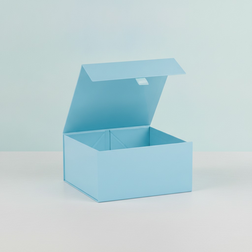 Custom Light Blue Collapsible Magnetic Rigid Gift Box