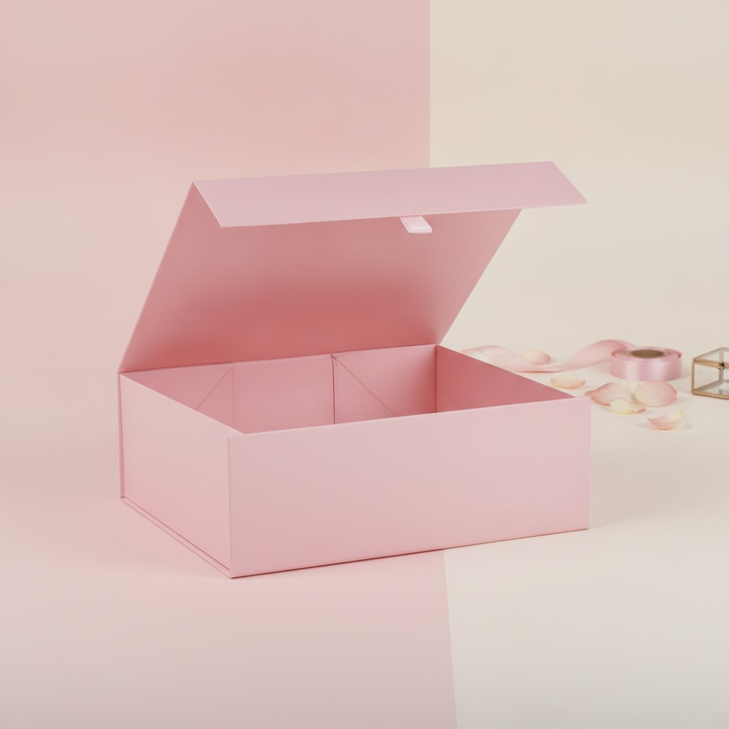 Custom Pink Collapsible Magnetic Rigid Gift Box