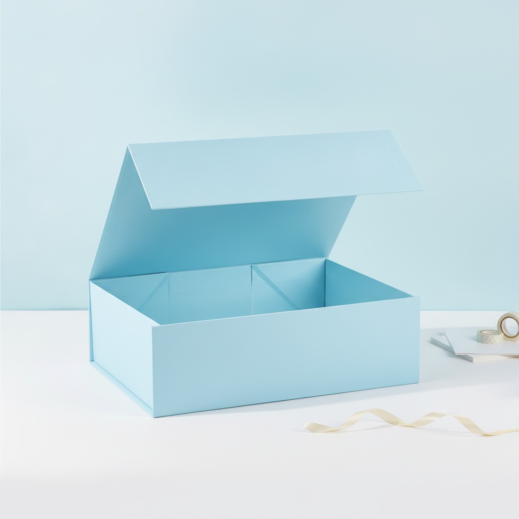 Custom Light Blue Collapsible Magnetic Rigid Gift Box