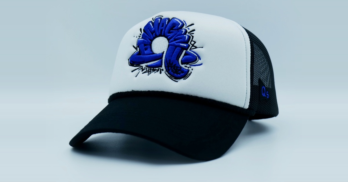 custom embroidery caps manufacturer sew-out approval on a structured trucker cap