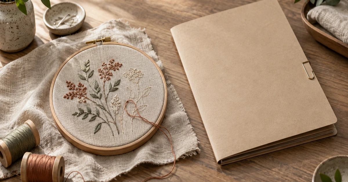 custom embroidery kit supplier revision board with fabric swatches thread cards and marked sample