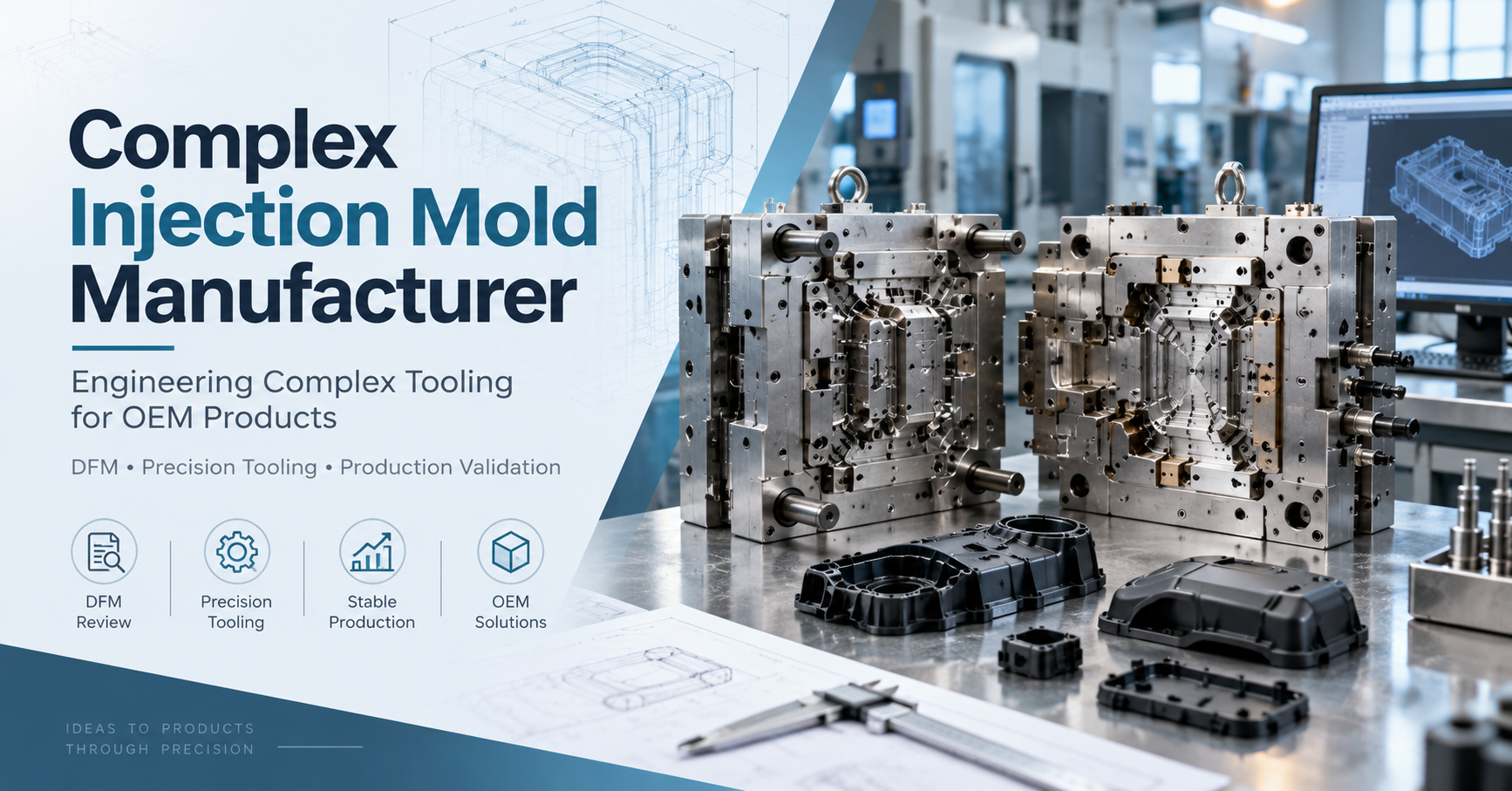 Complex injection mold manufacturer for OEM tooling