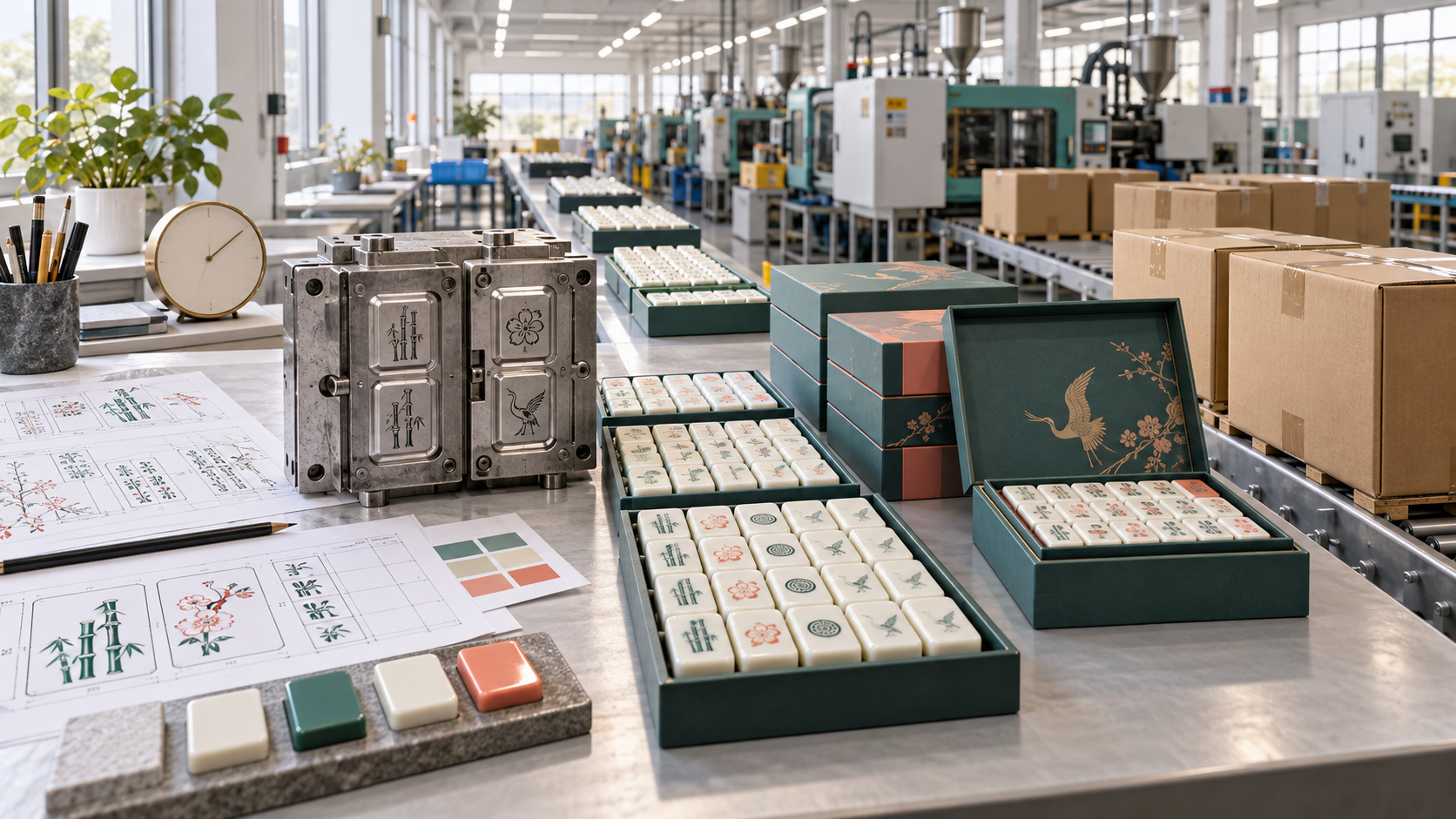 how long does mahjong manufacturing take with artwork samples mold production packaging and cartons in sequence