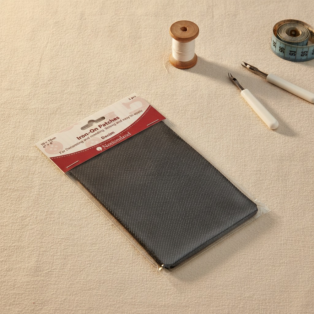 Dark wash denim iron on patch