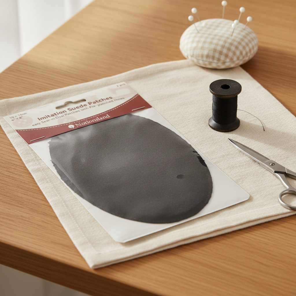Self-adhesive faux leather patch