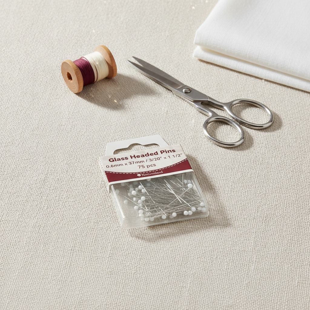Alfileres de patchwork con cabeza de cristal transparente