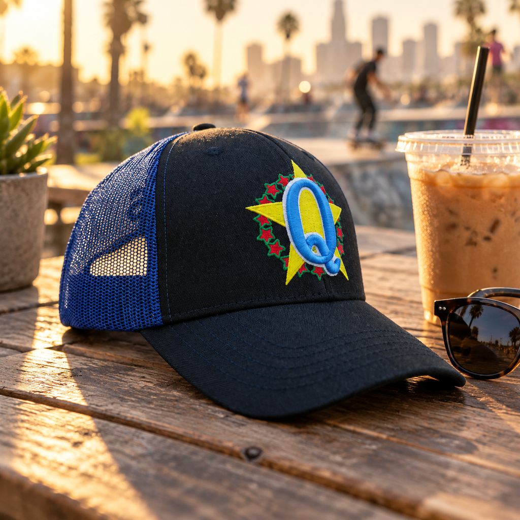 Custom 6-panel trucker headwear with breathable mesh