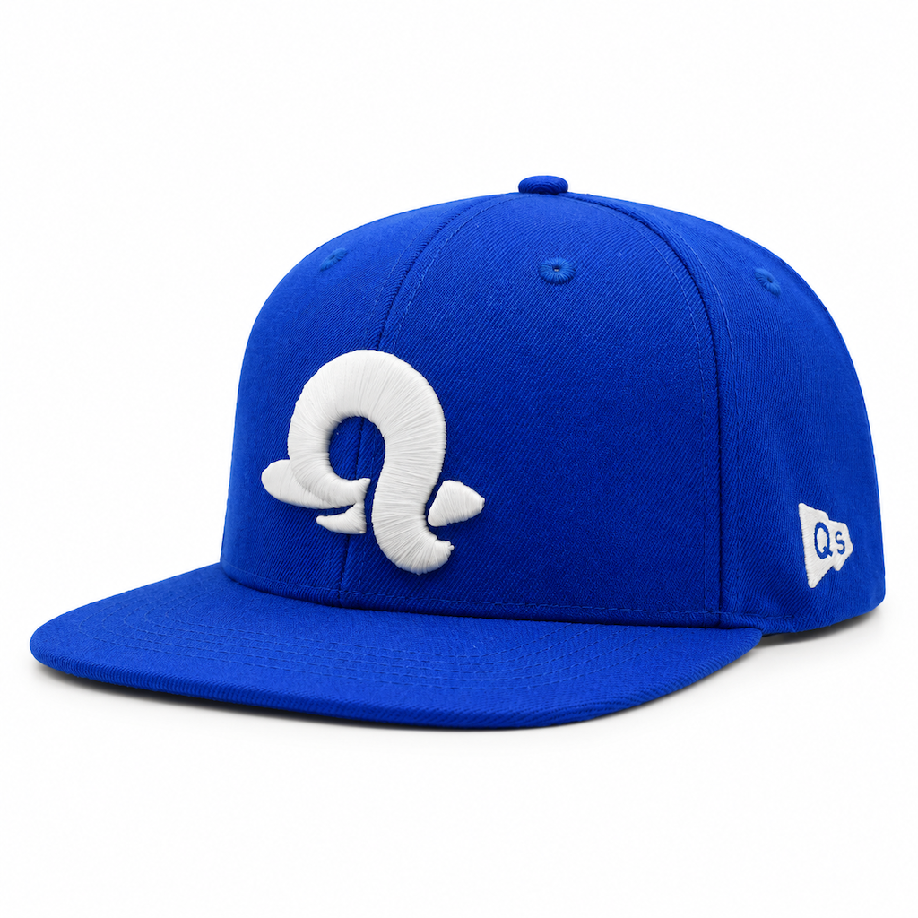 Casquette snapback à visière plate brodée en 3D bleu royal