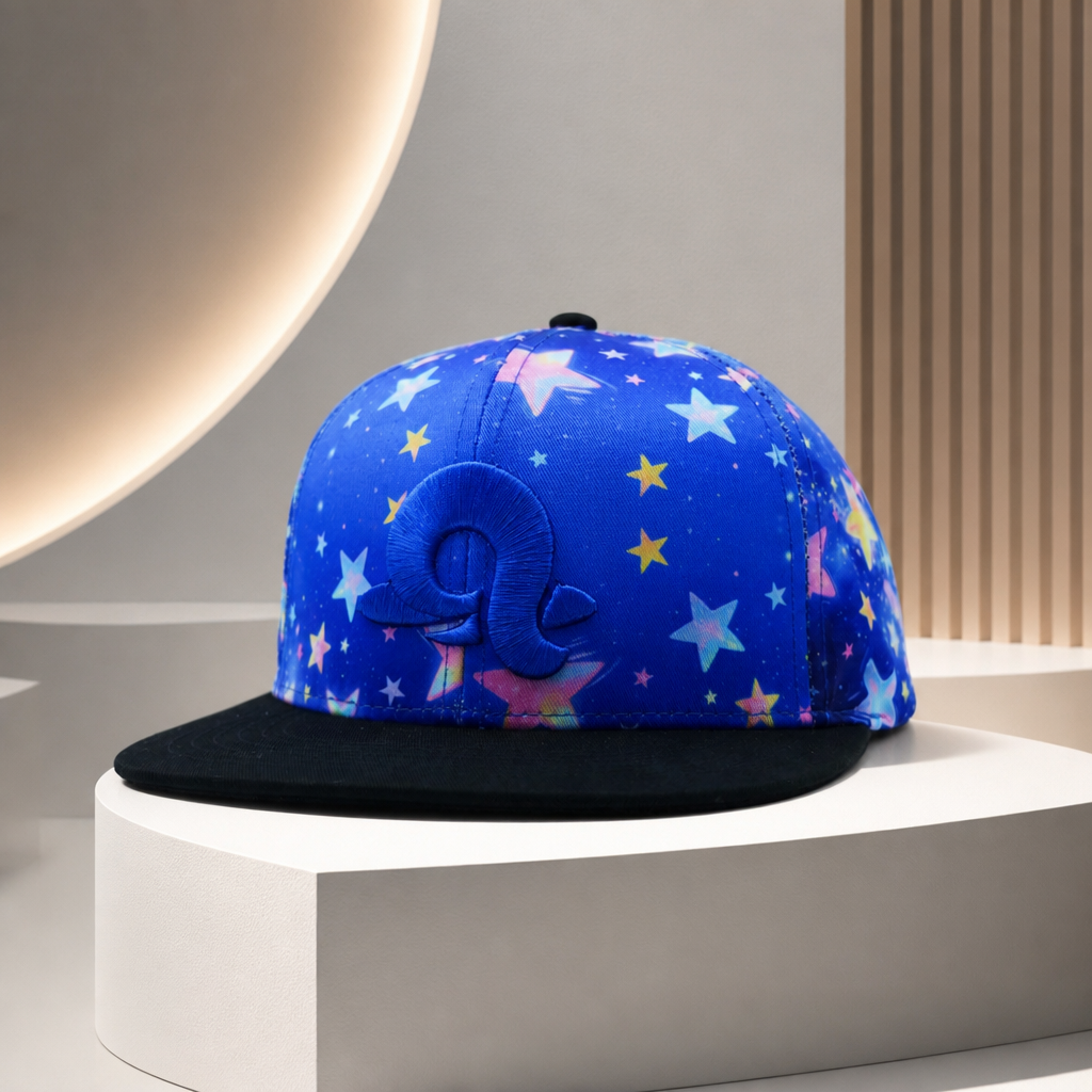 Cosmic Star Sublimation Printed Snapback Cap with 3D Puff Embroidery